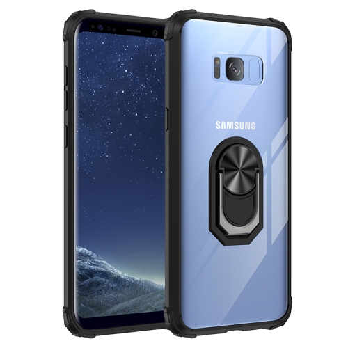 

For Samsung Galaxy S8+ Shockproof Transparent TPU + Acrylic Protective Case with Ring Holder(Black)