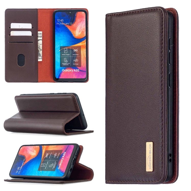 

For Samsung Galaxy A20 & A30 2 in 1 Detachable Magnetic Horizontal Flip Genuine Leather Case with Holder & Card Slots & Wallet(Dark Brown)