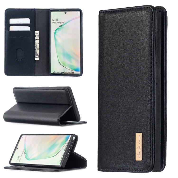 

For Samsung Galaxy Note10 2 in 1 Detachable Magnetic Horizontal Flip Genuine Leather Case with Holder & Card Slots & Wallet(Black)