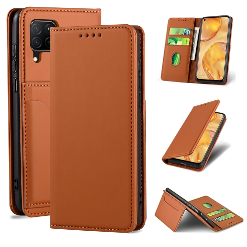 

For Huawei P40 Lite Strong Magnetism Liquid Feel Horizontal Flip Leather Case with Holder & Card Slots & Wallet(Brown)