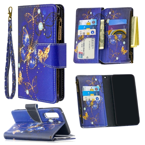 

For OPPO Find X2 Neo / OPPO Reno 3 Pro Colored Drawing Pattern Zipper Horizontal Flip Leather Case with Holder & Card Slots & Wallet(Purple Butterfly)