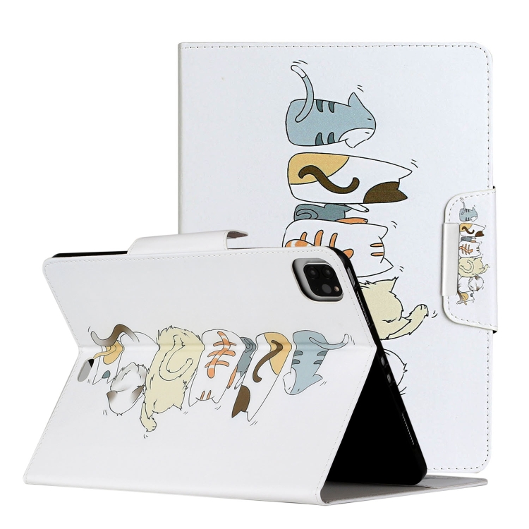 

For iPad Pro 11 inch (2020) Painted Pattern Horizontal Flip Leather Case with Holder(Cat Back View)