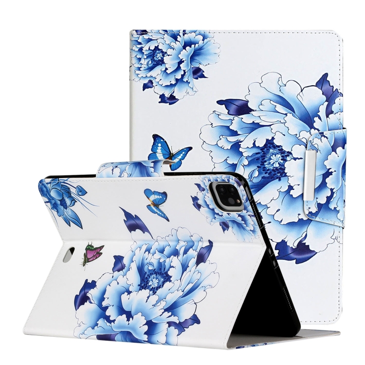 

For iPad Pro 11 inch (2020) Painted Pattern Horizontal Flip Leather Case with Holder(Blue and White Porcelain Butterfly)