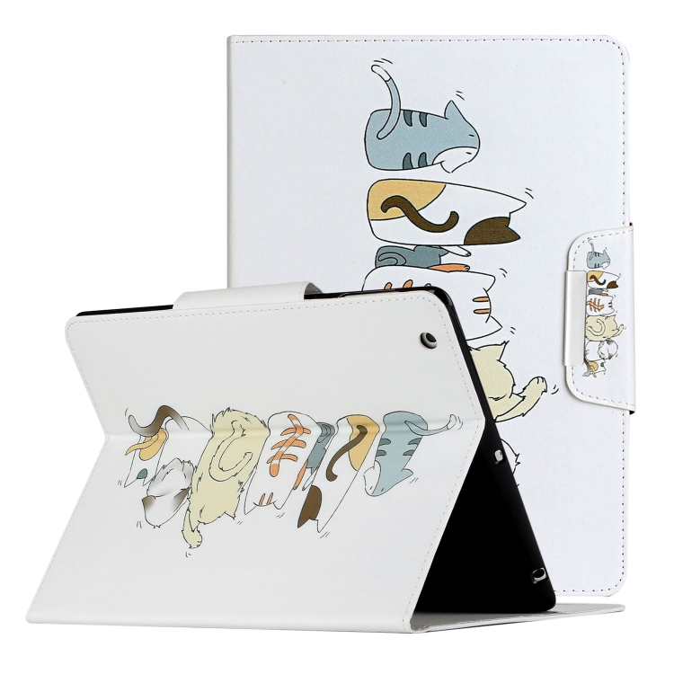 

For iPad 4 / 3 / 2 Painted Pattern Horizontal Flip Leather Case with Holder(Cat Back View)