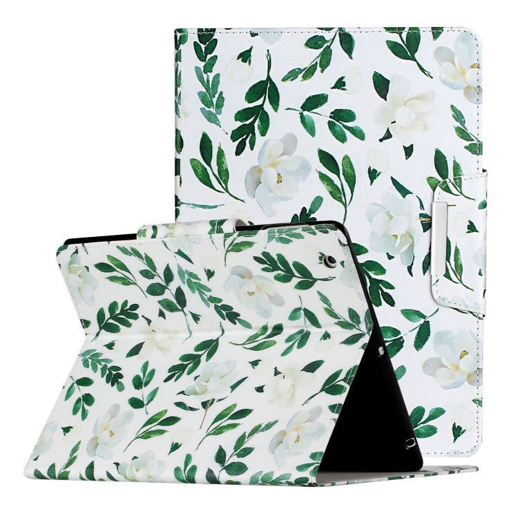 

For iPad 4 / 3 / 2 Painted Pattern Horizontal Flip Leather Case with Holder(White Flower Leaves)