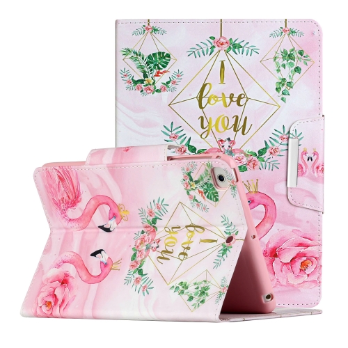 

For iPad Mini 4 / 3 / 2 / 1 Painted Pattern Horizontal Flip Leather Case with Holder(Leaves Flamingo)