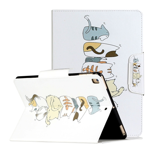 

For iPad 5 Painted Pattern Horizontal Flip Leather Case with Holder(Cat Back View)