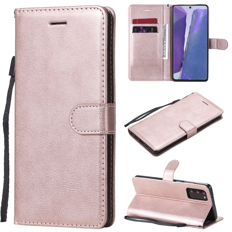 

For Samsung Galaxy Note20 Solid Color Horizontal Flip PU Leather Case with Holder & Card Slots & Wallet & Lanyard(Rose Gold)