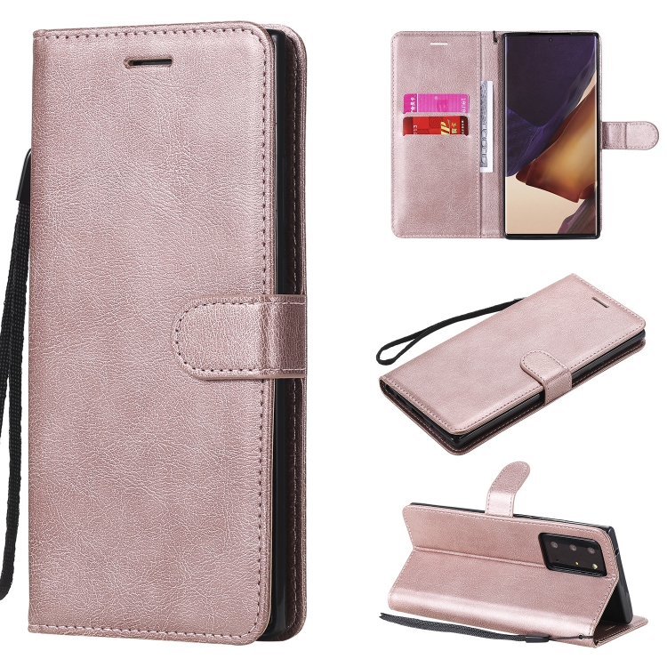 

For Samsung Galaxy Note20 Ultra Solid Color Horizontal Flip PU Leather Case with Holder & Card Slots & Wallet & Lanyard(Rose Gold)