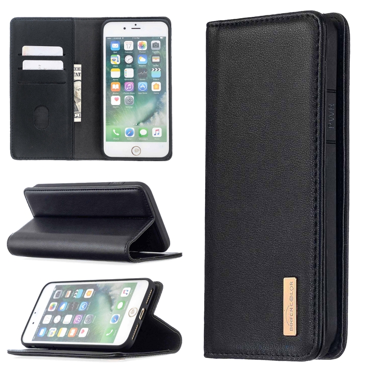 

For iPhone 8 Plus / 7 Plus 2 in 1 Detachable Magnetic Horizontal Flip Genuine Leather Case with Holder & Card Slots & Wallet(Black)