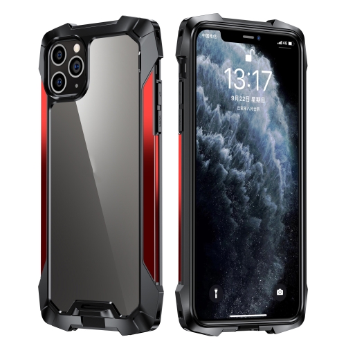 

For iPhone 11 R-JUST Metal Airbag Shockproof Protective Case(Black Red)