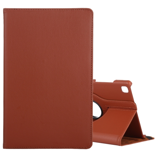 

For Samsung Galaxy Tab A7 T500 Litchi Texture Horizontal Flip 360 Degrees Rotation Leather Case with Holder(Brown)