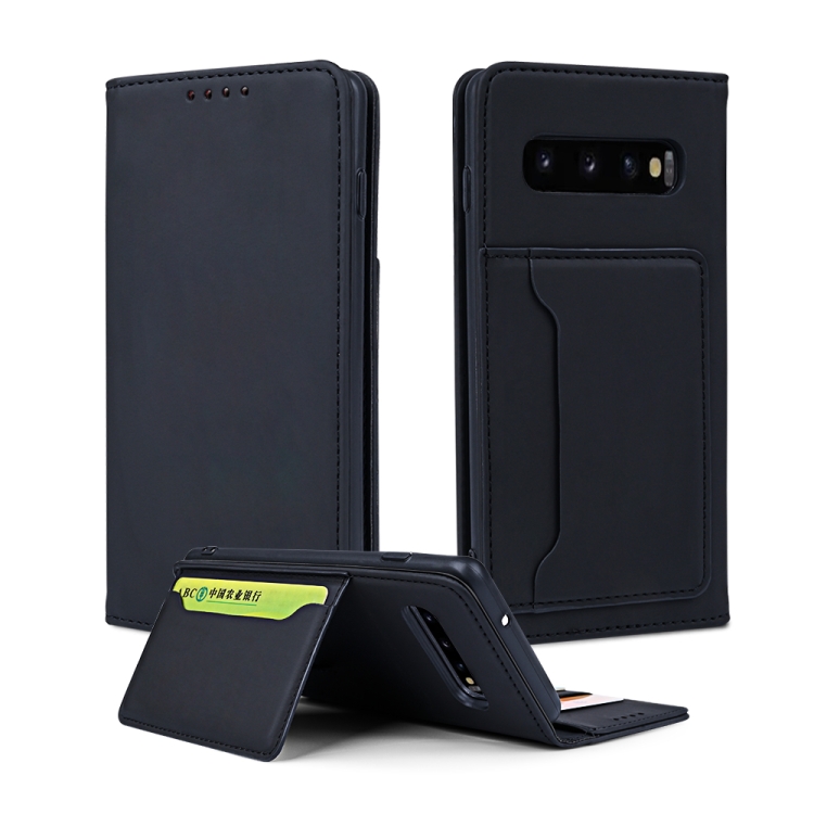 

For Samsung Galaxy S10+ Strong Magnetism Liquid Feel Horizontal Flip Leather Case with Holder & Card Slots & Wallet(Black)