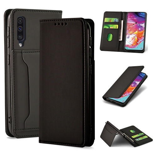 

For Samsung Galaxy A70 Strong Magnetism Liquid Feel Horizontal Flip Leather Case with Holder & Card Slots & Wallet(Black)