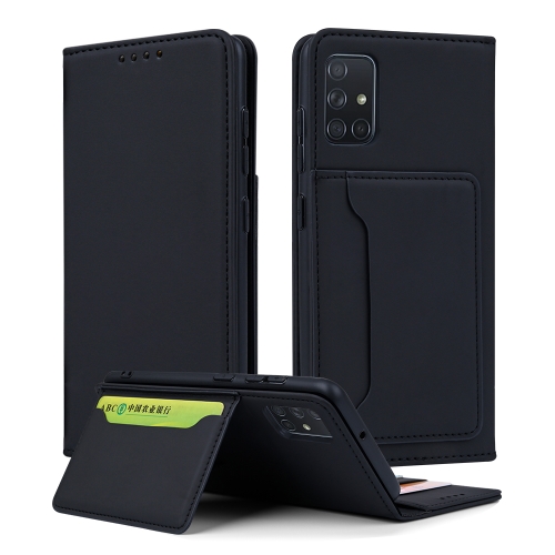 

For Samsung Galaxy A71 Strong Magnetism Liquid Feel Horizontal Flip Leather Case with Holder & Card Slots & Wallet(Black)