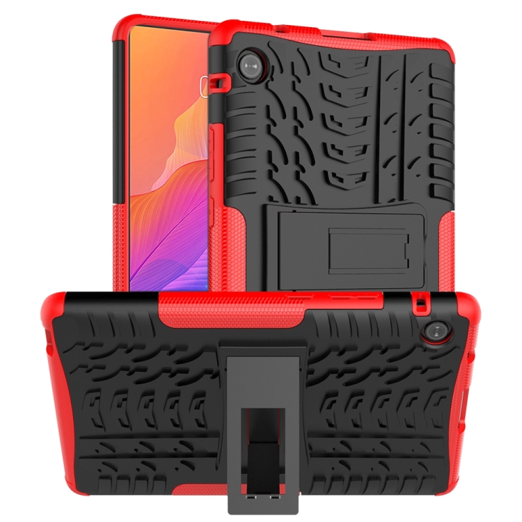 

For Huawei MatePad T8 Tire Texture Shockproof TPU + PC Protective Case with Holder(Red)