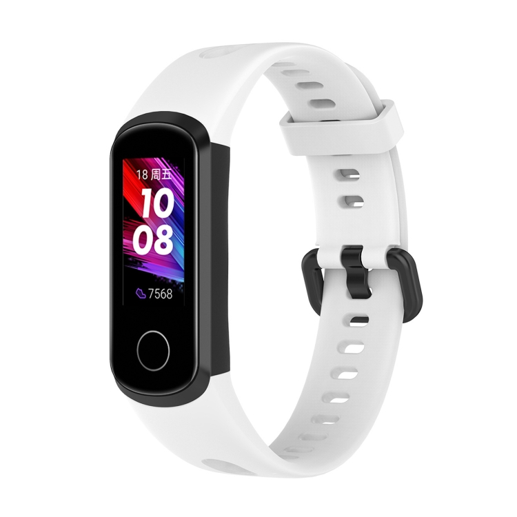 

For Huawei Honor Band 5i / Band 4 Metal Buckle Silicone Strap, Size: Free Size(White)