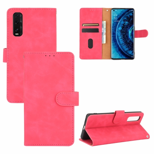 

For OPPO Find X2 Solid Color Skin Feel Magnetic Buckle Horizontal Flip Calf Texture PU Leather Case with Holder & Card Slots & Wallet(Rose Red)