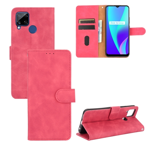 

For OPPO Realme C15 Solid Color Skin Feel Magnetic Buckle Horizontal Flip Calf Texture PU Leather Case with Holder & Card Slots & Wallet(Rose Red)