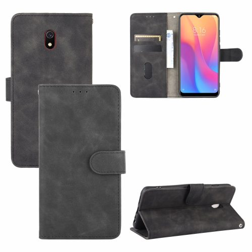 

For Xiaomi Redmi 8A Solid Color Skin Feel Magnetic Buckle Horizontal Flip Calf Texture PU Leather Case with Holder & Card Slots & Wallet(Black)