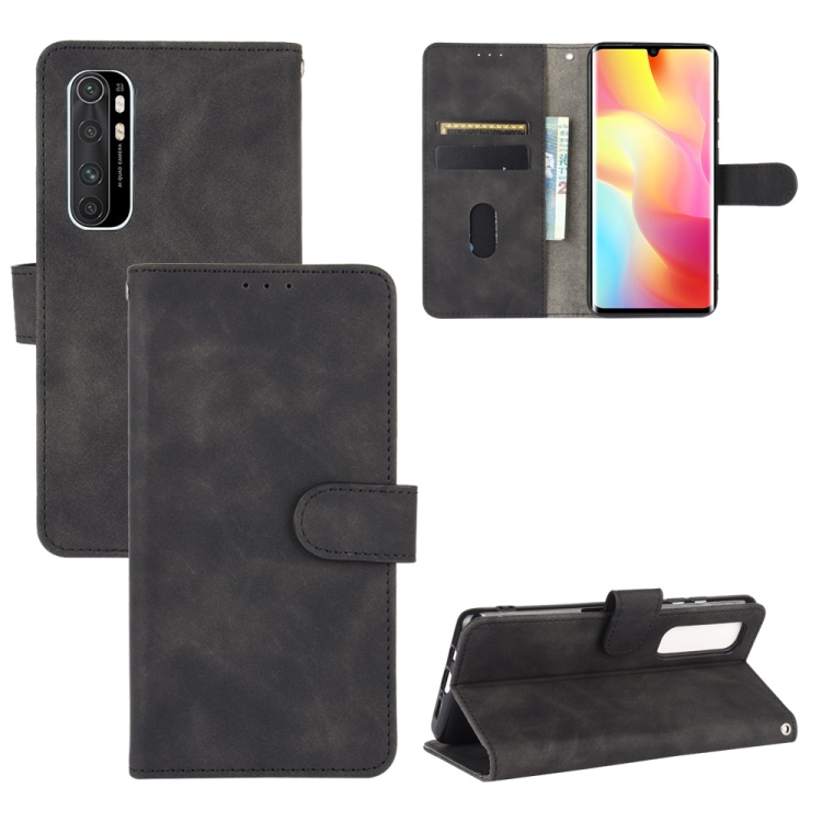 

For Xiaomi Mi Note 10 Lite Solid Color Skin Feel Magnetic Buckle Horizontal Flip Calf Texture PU Leather Case with Holder & Card Slots & Wallet(Black)