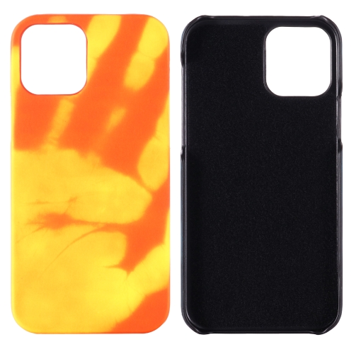 

For iPhone 12 Pro Max Paste Skin + PC Thermal Sensor Discoloration Protective Back Cover Case(Red Yellow)