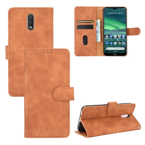 

For Nokia 2.3 Solid Color Skin Feel Magnetic Buckle Horizontal Flip Calf Texture PU Leather Case with Holder & Card Slots & Wallet(Brown)