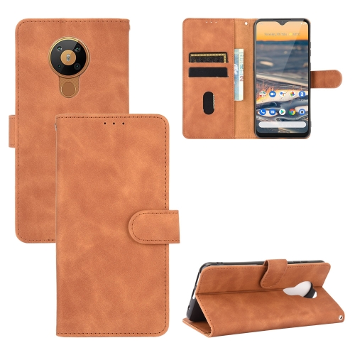 

For Nokia 5.3 Solid Color Skin Feel Magnetic Buckle Horizontal Flip Calf Texture PU Leather Case with Holder & Card Slots & Wallet(Brown)