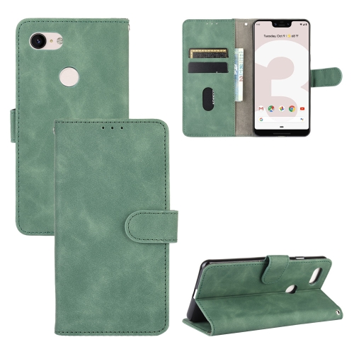 

For Google Pixel 3 XL Solid Color Skin Feel Magnetic Buckle Horizontal Flip Calf Texture PU Leather Case with Holder & Card Slots & Wallet(Green)