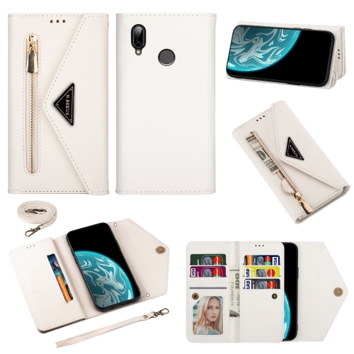 

For Huawei P20 Lite Skin Feel Zipper Horizontal Flip Leather Case with Holder & Card Slots & Photo Frame & Lanyard & Long Rope(White)