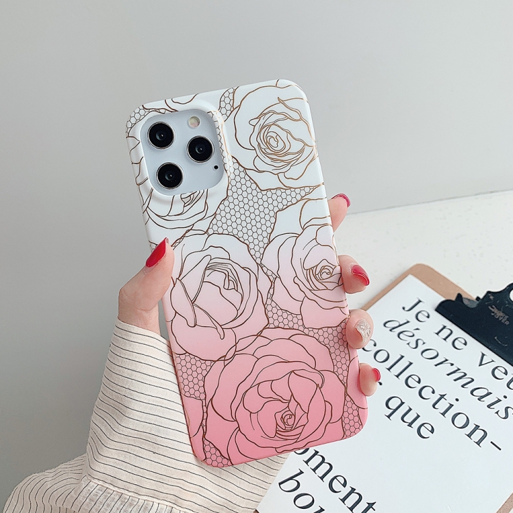 

For iPhone 12 / 12 Pro Gilding Pattern Soft TPU Protective Case(Rose)