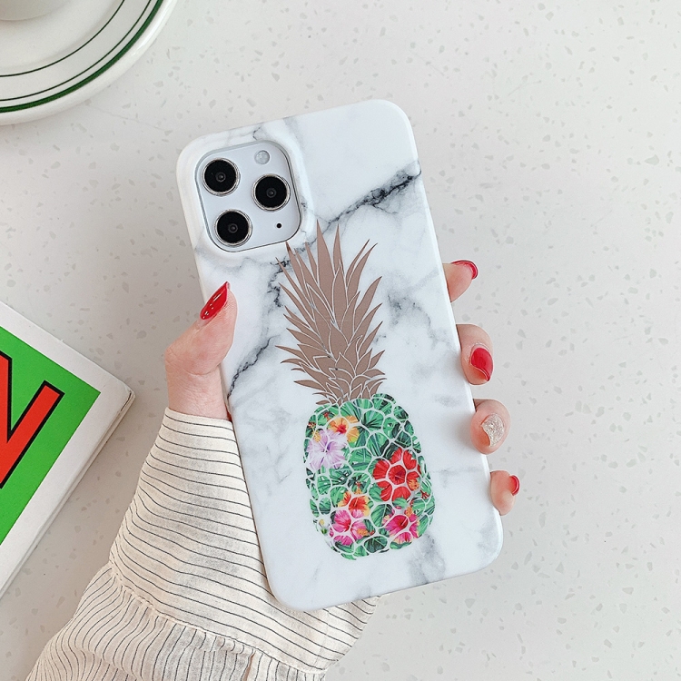 

For iPhone 12 / 12 Pro Gilding Pineapple Pattern Soft TPU Protective Case(White)