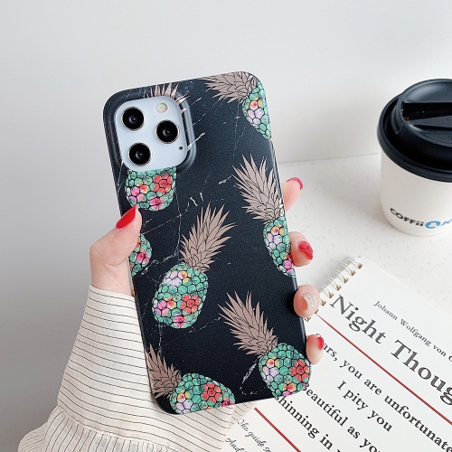 

For iPhone 12 Pro Max Gilding Pineapple Pattern Soft TPU Protective Case(Black)