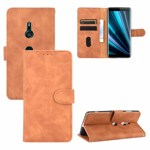 

For Sony Xperia XZ3 Solid Color Skin Feel Magnetic Buckle Horizontal Flip Calf Texture PU Leather Case with Holder & Card Slots & Wallet(Brown)