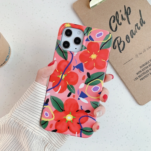 

For iPhone 12 Pro Max Flower Pattern Soft TPU Protective Case(Red Flower)