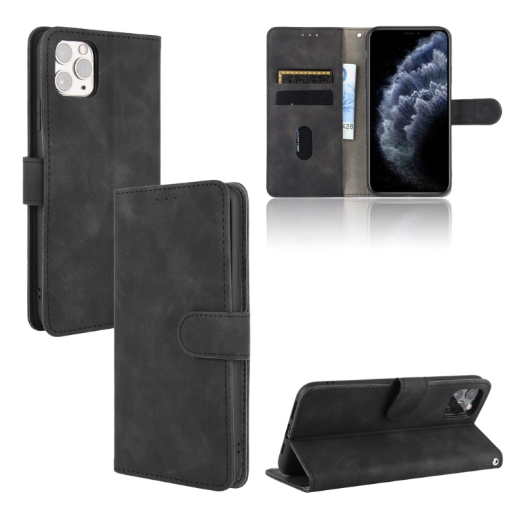 

For iPhone 11 Pro Solid Color Skin Feel Magnetic Buckle Horizontal Flip Calf Texture PU Leather Case with Holder & Card Slots & Wallet(Black)
