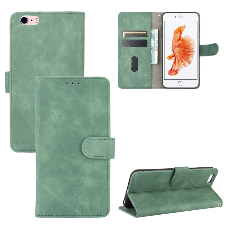 

For iPhone 6 Plus & 6s Plus Solid Color Skin Feel Magnetic Buckle Horizontal Flip Calf Texture PU Leather Case with Holder & Card Slots & Wallet(Green)