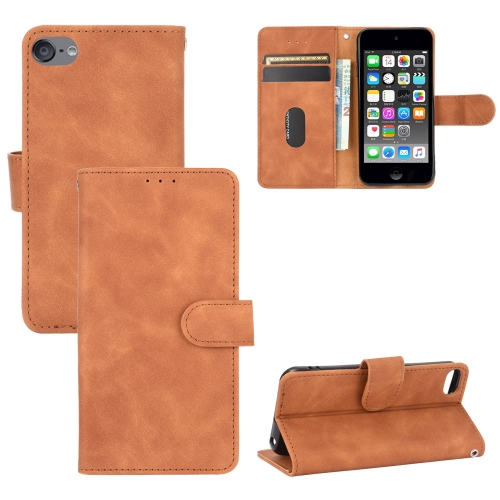 

For iPod Touch 6 & 5 Solid Color Skin Feel Magnetic Buckle Horizontal Flip Calf Texture PU Leather Case with Holder & Card Slots & Wallet(Brown)