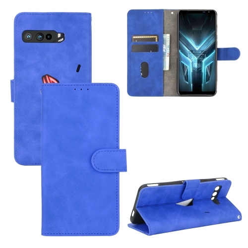 

For ASUS ROG Phone 3 ZS661KS Solid Color Skin Feel Magnetic Buckle Horizontal Flip Calf Texture PU Leather Case with Holder & Card Slots & Wallet(Blue)