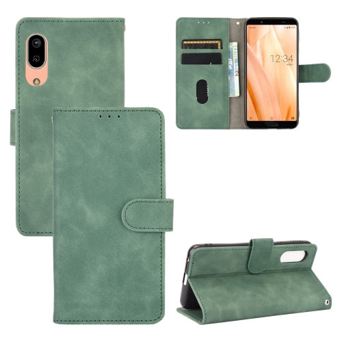 

For Sharp Aquos Sense3 Lite SH-RM12 Solid Color Skin Feel Magnetic Buckle Horizontal Flip Calf Texture PU Leather Case with Holder & Card Slots & Wallet(Green)