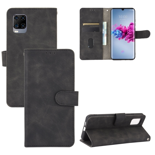 

For ZTE Axon 11 5G Solid Color Skin Feel Magnetic Buckle Horizontal Flip Calf Texture PU Leather Case with Holder & Card Slots & Wallet(Black)