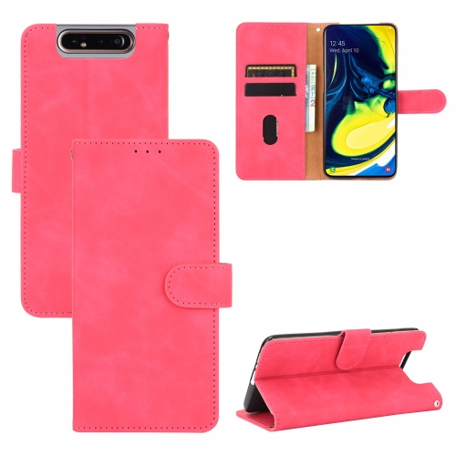 

For Samsung Galaxy A80 Solid Color Skin Feel Magnetic Buckle Horizontal Flip Calf Texture PU Leather Case with Holder & Card Slots & Wallet(Rose Red)