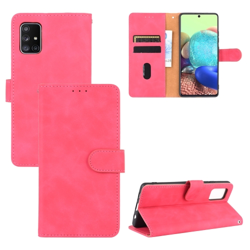 

For Samsung Galaxy A51 5G Solid Color Skin Feel Magnetic Buckle Horizontal Flip Calf Texture PU Leather Case with Holder & Card Slots & Wallet(Rose Red)