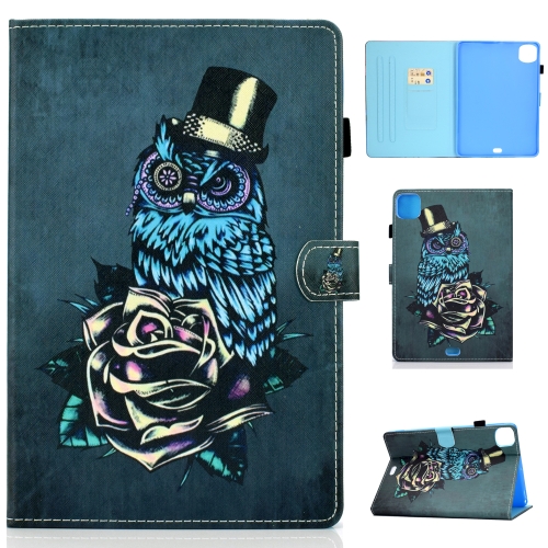 

For iPad Air 2020 10.9 Colored Drawing Stitching Horizontal Flip Leather Case with Holder & Card Slots & Sleep / Wake-up function(Owl)