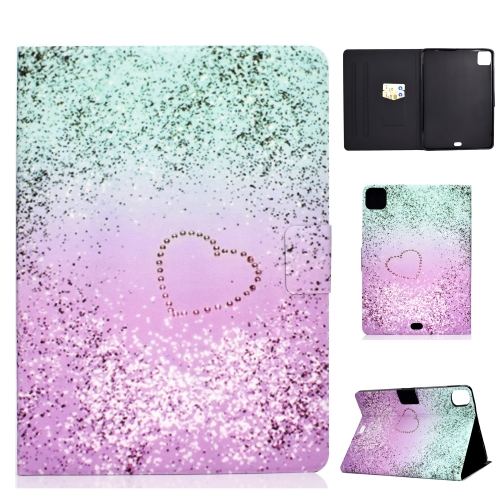 

For iPad Air 2020 10.9 Electric Pressed Colored Drawing Horizontal Flip Leather Case with Holder & Card Slots & Sleep / Wake-up function(Love Quicksand)