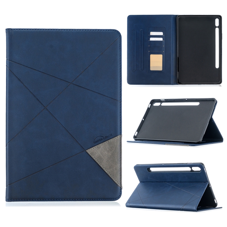 

For Samsung Galaxy Tab S7 T870 Rhombus Texture Horizontal Flip Magnetic Leather Case with Holder & Card Slots(Dark Blue)