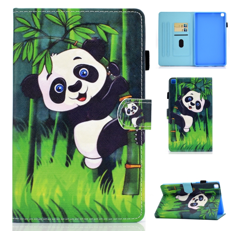 

For Samsung Galaxy Tab A7 10.4 2020 T500 Colored Drawing Stitching Horizontal Flip Leather Case, with Holder & Card Slots(Panda)