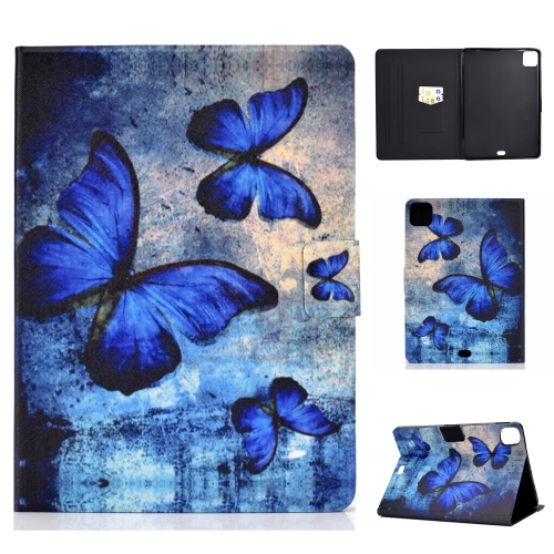 

For iPad Air 2020 10.9 Electric Pressed Colored Drawing Horizontal Flip Leather Case with Holder & Card Slots & Sleep / Wake-up Function(Retro Butterfly)