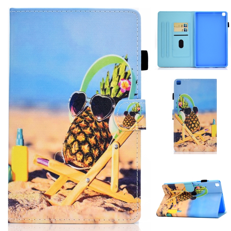 

For Samsung Galaxy Tab A7 10.4 2020 T500 Colored Drawing Stitching Horizontal Flip Leather Case, with Holder & Card Slots(Pineapple)