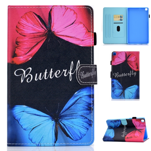 

For Samsung Galaxy Tab A7 10.4 2020 T500 Colored Drawing Stitching Horizontal Flip Leather Case, with Holder & Card Slots(Butterfly Love)